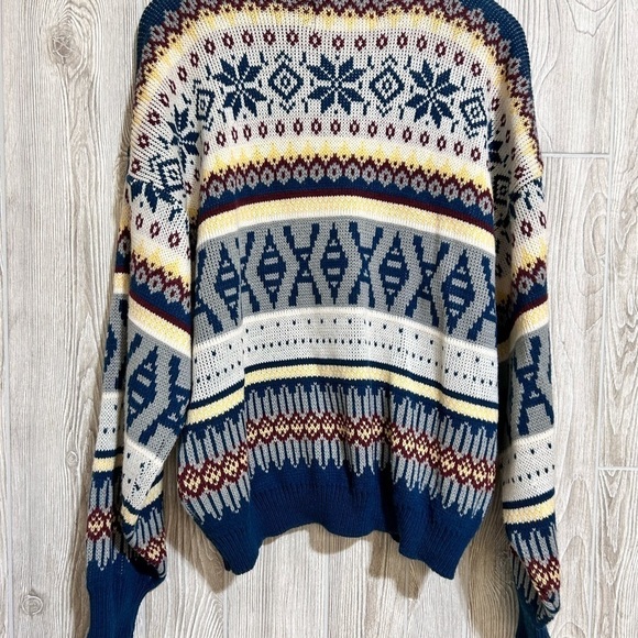 Vintage Bonjour Menswear 90’s Y2K Fair Isle Pattern Winter Ski Sweater XL - Picture 9 of 11